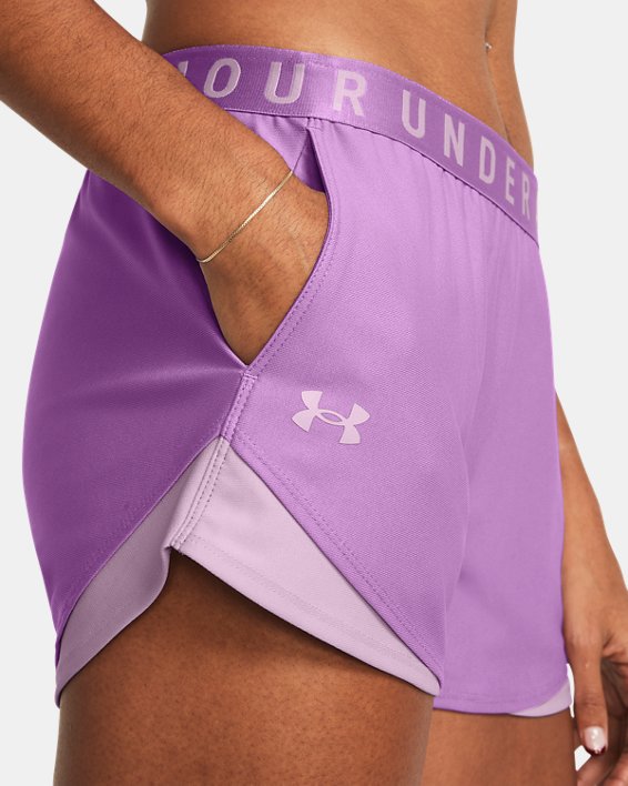 女士UA Play Up Shorts 3.0短褲 in Purple image number 3